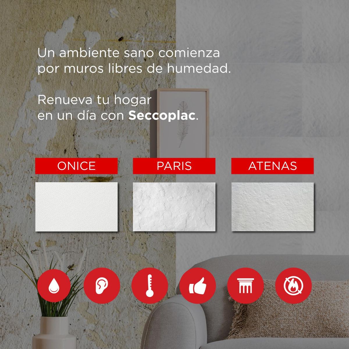 GENERICO - Panel Antihumedad Seccoplac Modelo París - Blanco