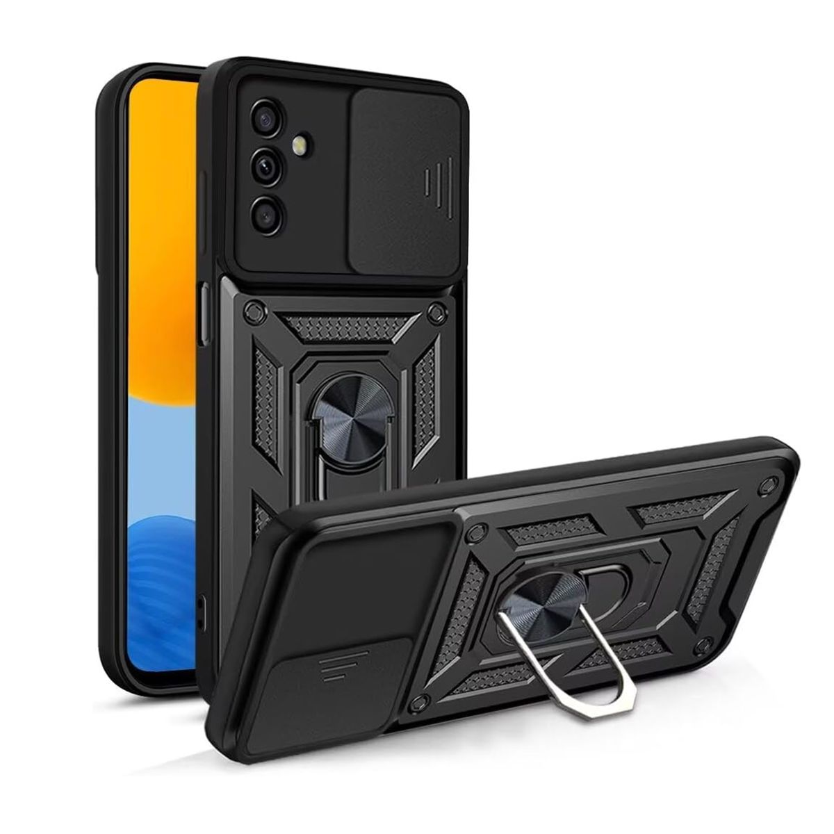 GENERICO - Carcasa Armadura Antigolpe Anillo Para Samsung S25 Fe Negro