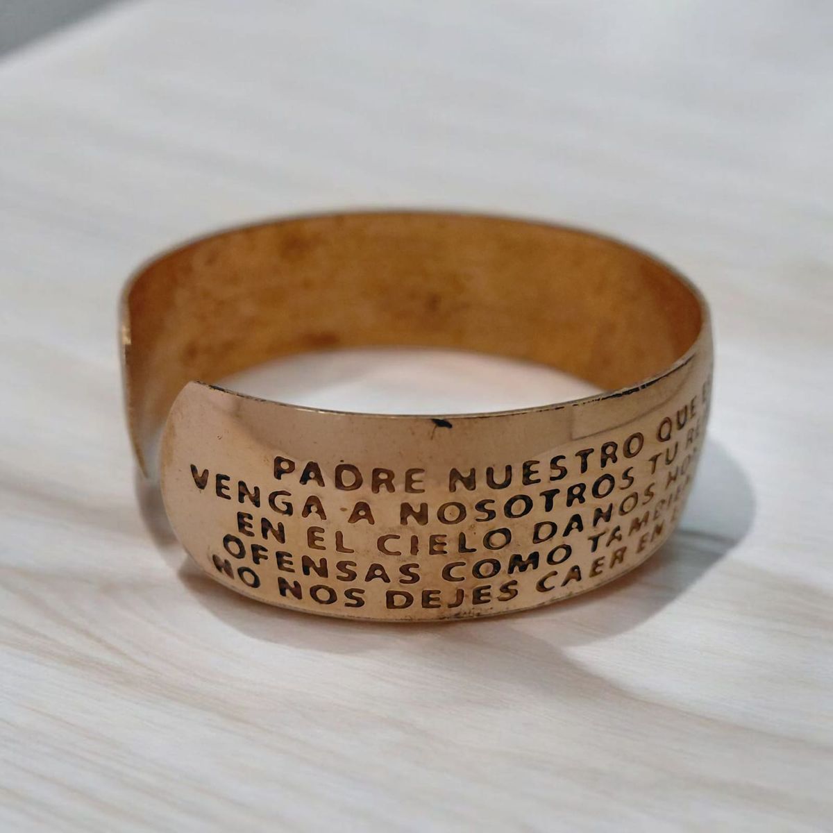 GENERICO - Pulsera Brazalete  Religiosa Ajustable Cobre Antiguo 17cm