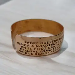 GENERICO - Pulsera Brazalete Religiosa Ajustable Cobre Antiguo 17cm