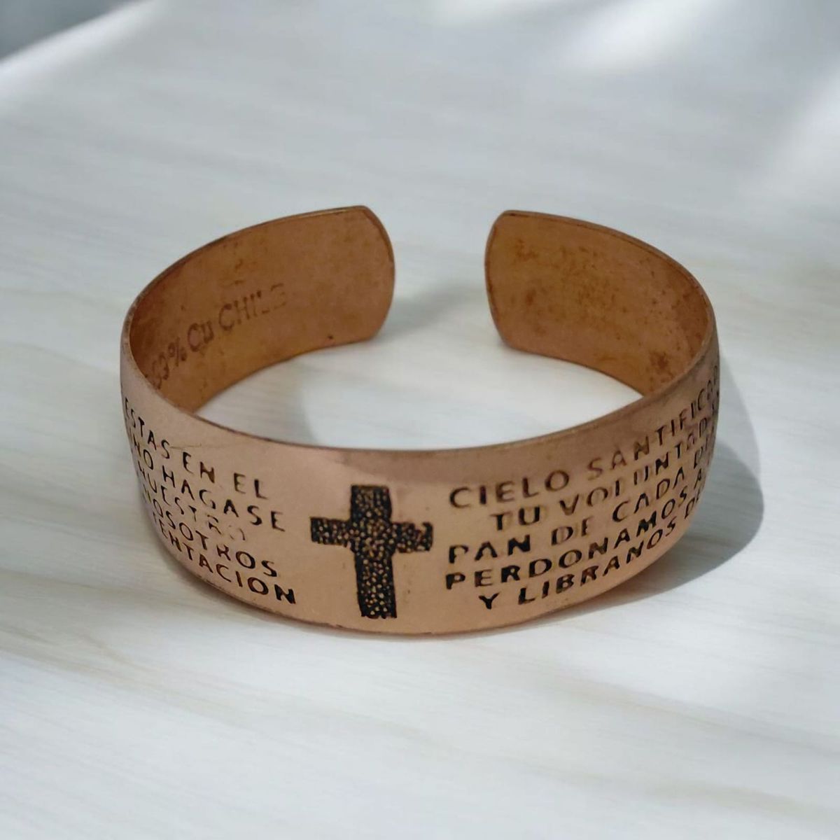 GENERICO - Pulsera Brazalete  Religiosa Ajustable Cobre Antiguo 17cm