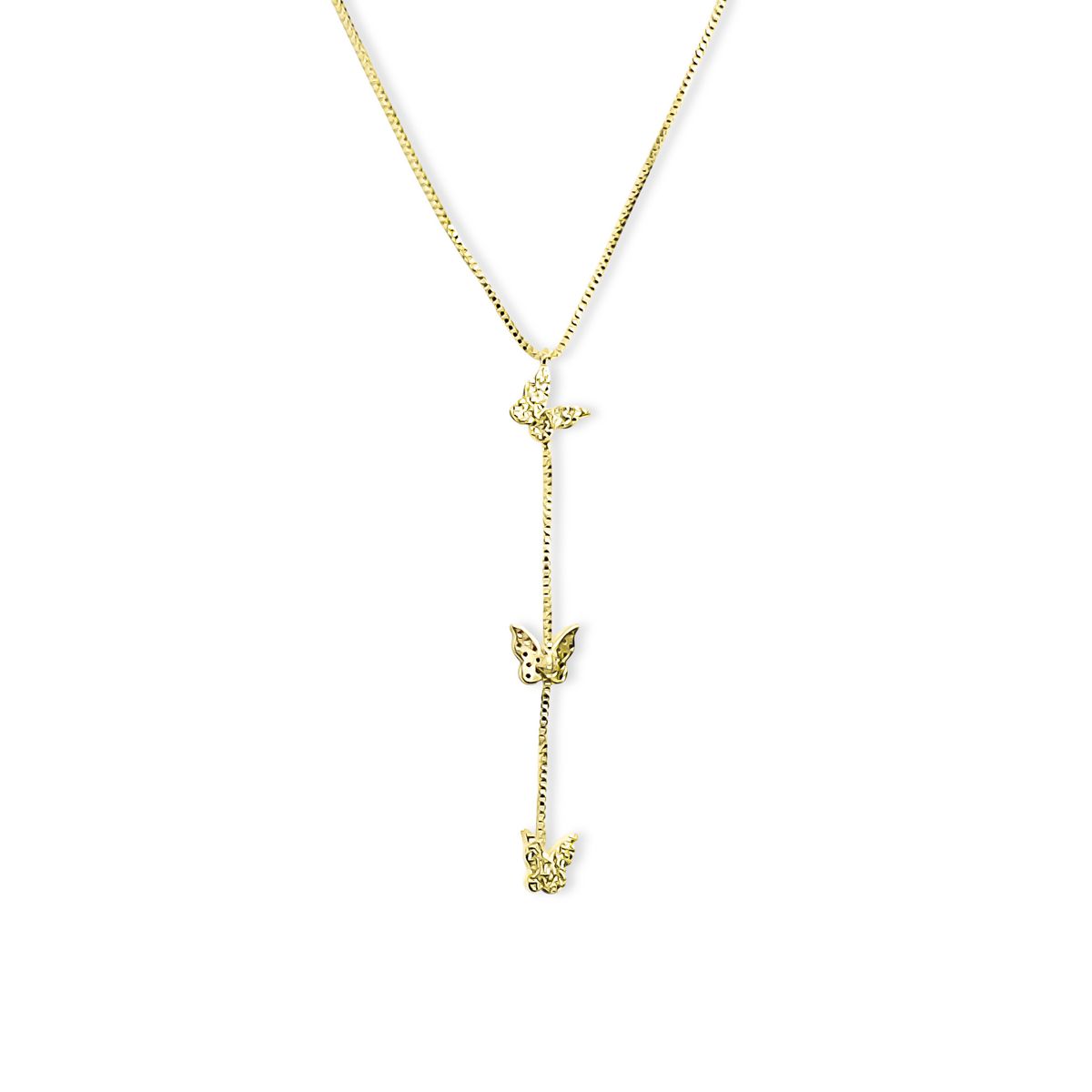 COGGIOLA - Collar Corbatero 3 Mariposas Circón Enchapado Oro 18K