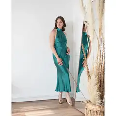 MI PLACARD - Vestido Largo de Fiesta Toledo Verde Oscuro