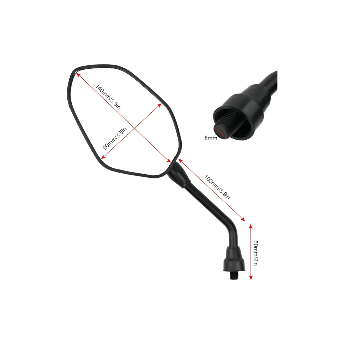 GENERICO - Juego espejos universales para moto hilo 8 mm