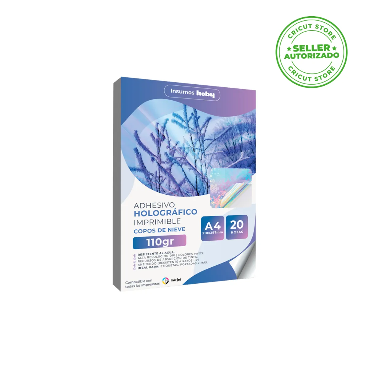 GENERICO - Papel Holográfico Imprimible A4 20 Hojas 110 Gr Holográfico Copos De Nieve