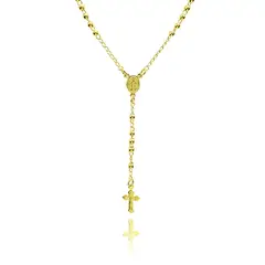 COGGIOLA - Collar Rosario Virgen De Los Rayos Cruz Cristo Enchapado Oro 18K