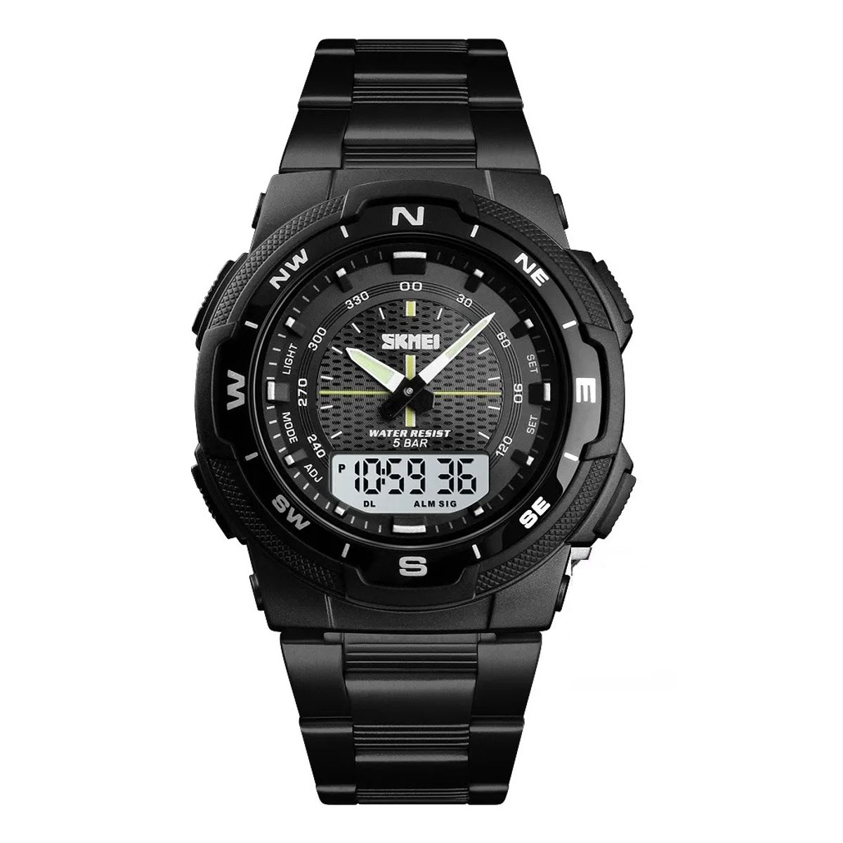 SKMEI - Reloj Hombre Elegante Correa Acero Análogo Digital Al Agua