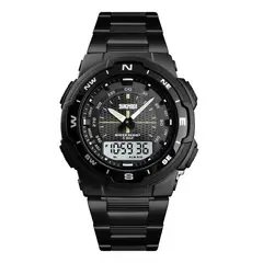 SKMEI - Reloj Hombre Elegante Correa Acero Análogo Digital Al Agua