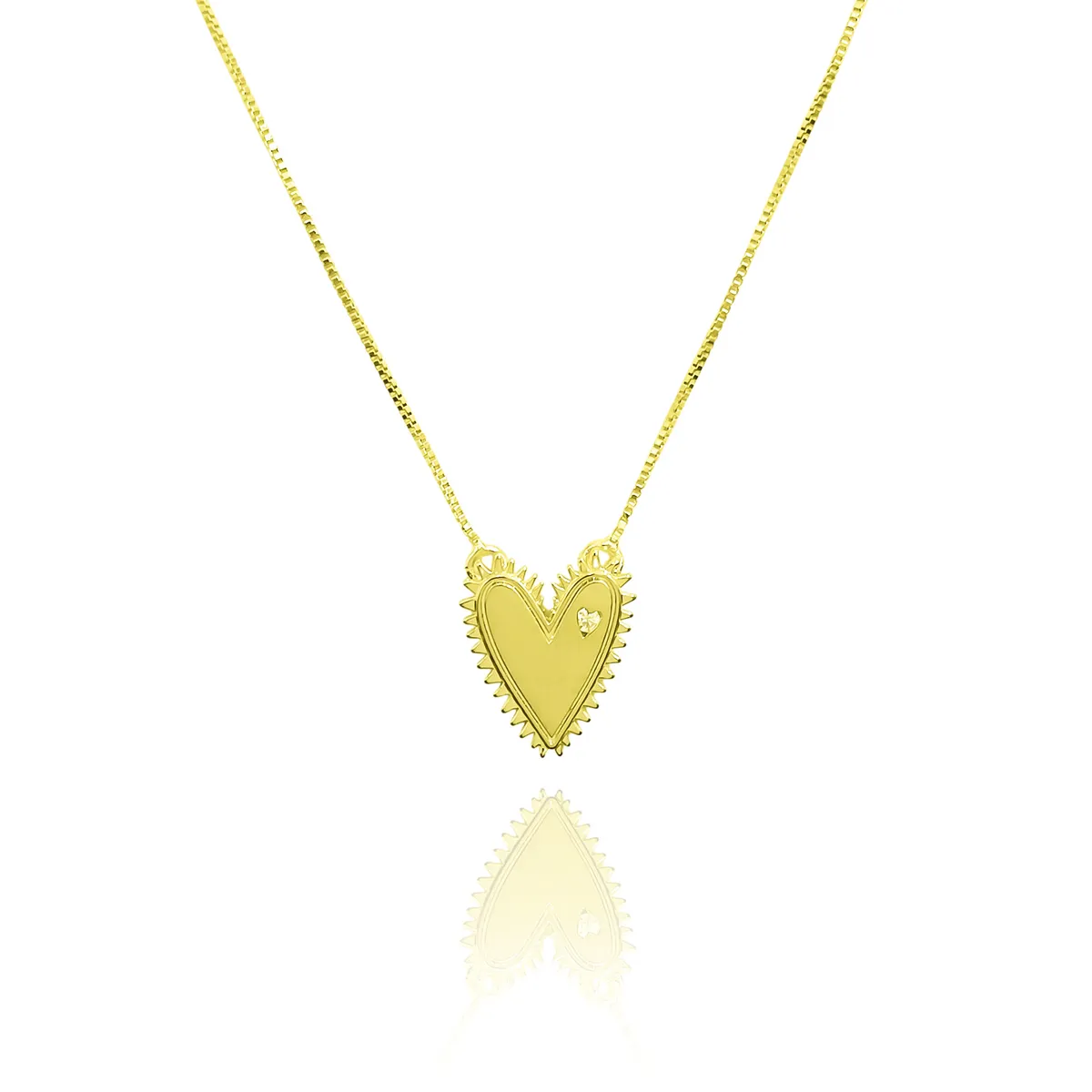 COGGIOLA - Collar Corazón Tierno Borde Circón Enchapado Oro 18K