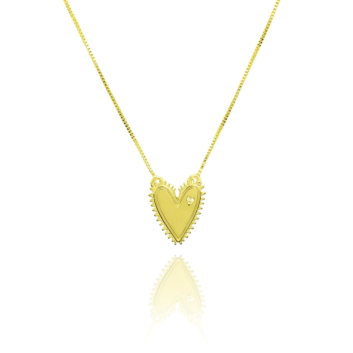 COGGIOLA - Collar Corazón Tierno Borde Circón Enchapado Oro 18K