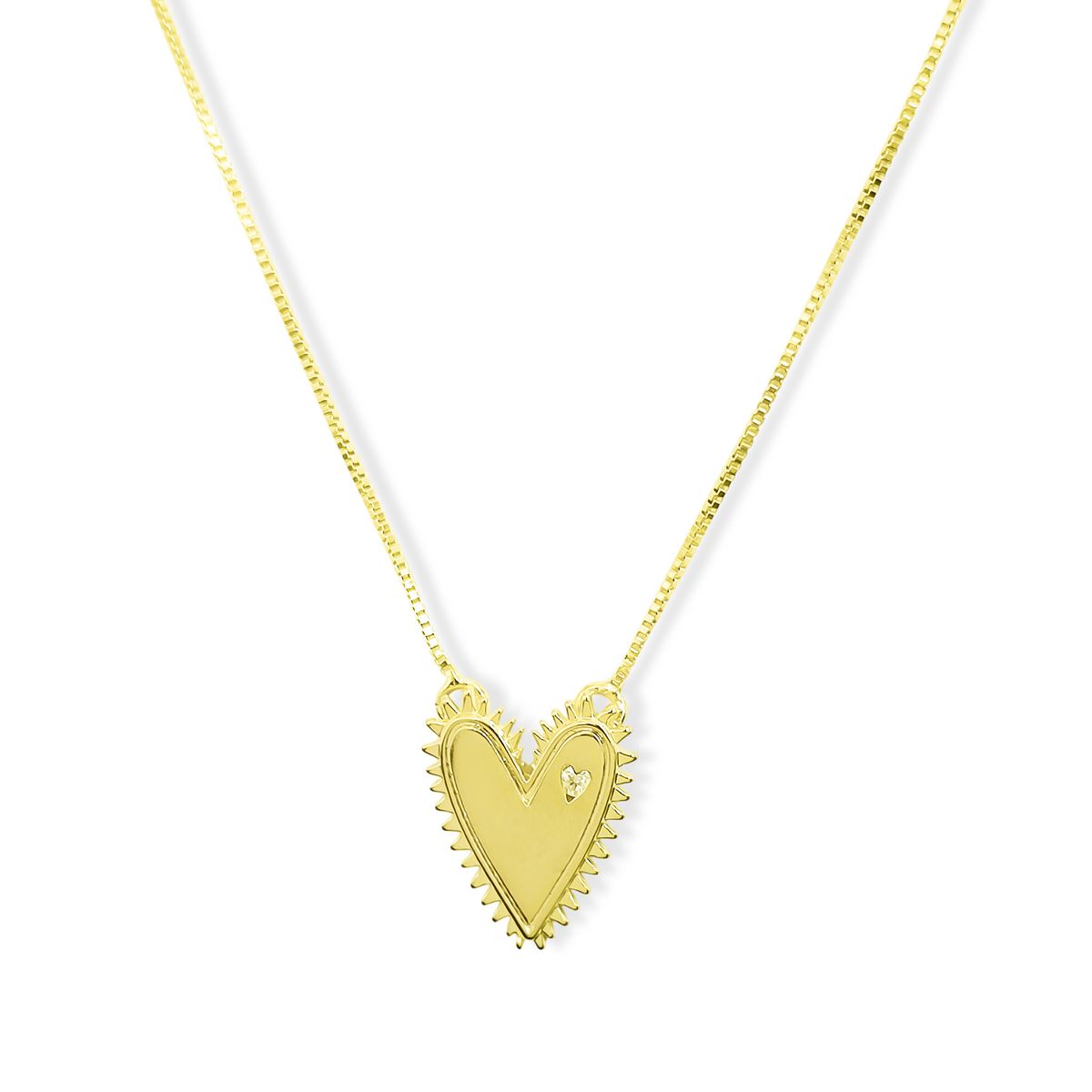 COGGIOLA - Collar Corazón Tierno Borde Circón Enchapado Oro 18K