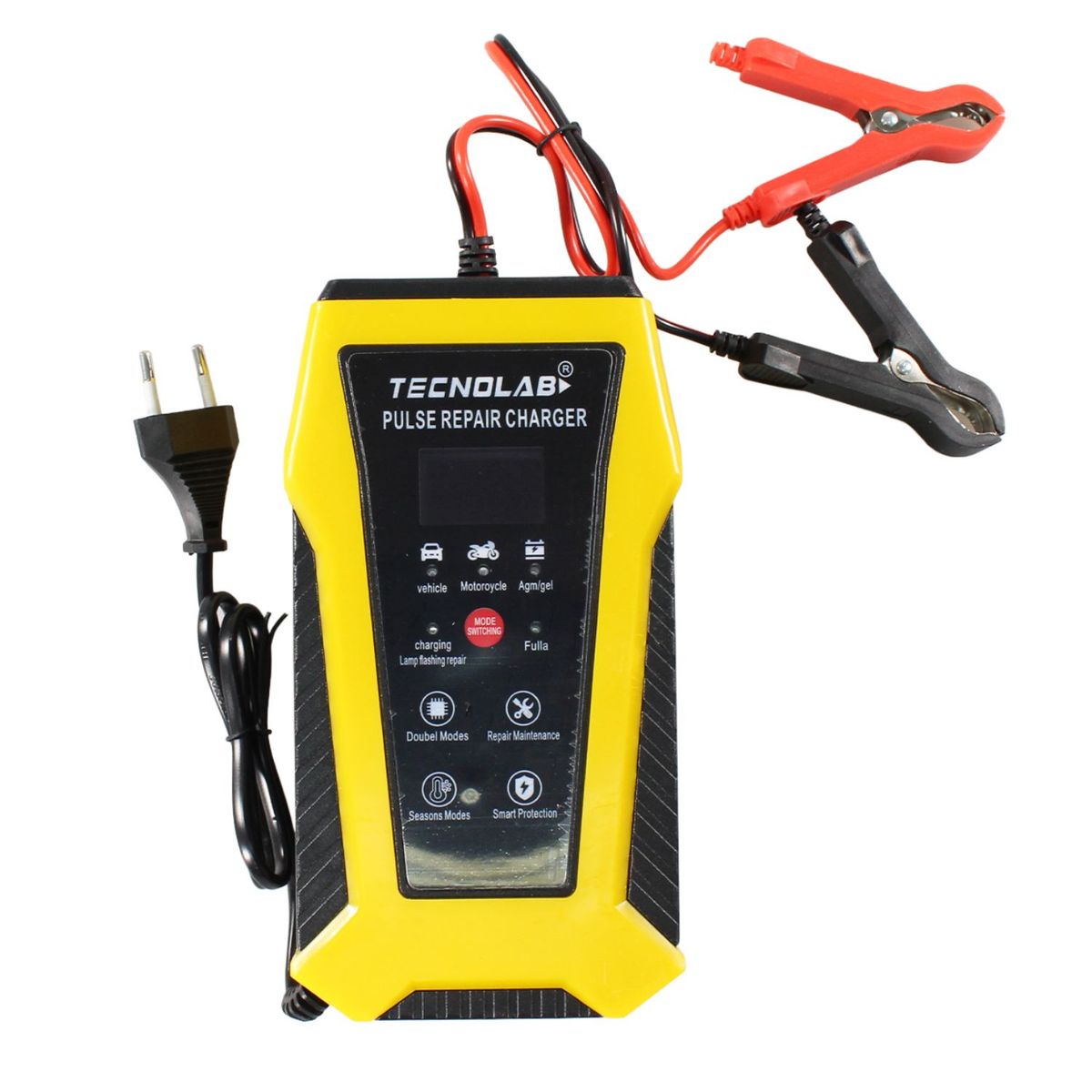 TECNOLAB - Cargador 12V Auto y Moto 6A Rápido y Seguro - PS