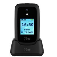 Teléfono Senior Adulto Mayor 4G Almeja con Base de Carga Inalámbrica Negro