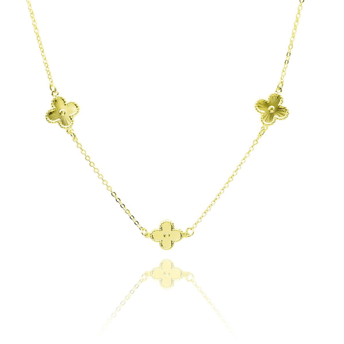 COGGIOLA - Collar Choker Trébol Satinado Punto Enchapado Oro 18K
