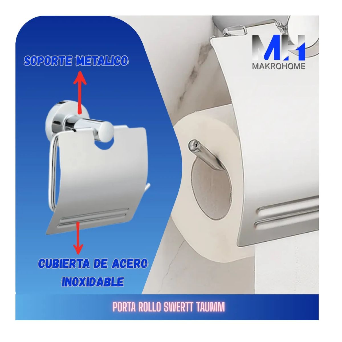 TAUMM - Porta Rollo Swertt Acero Inoxidable Brillante Diseño Moderno