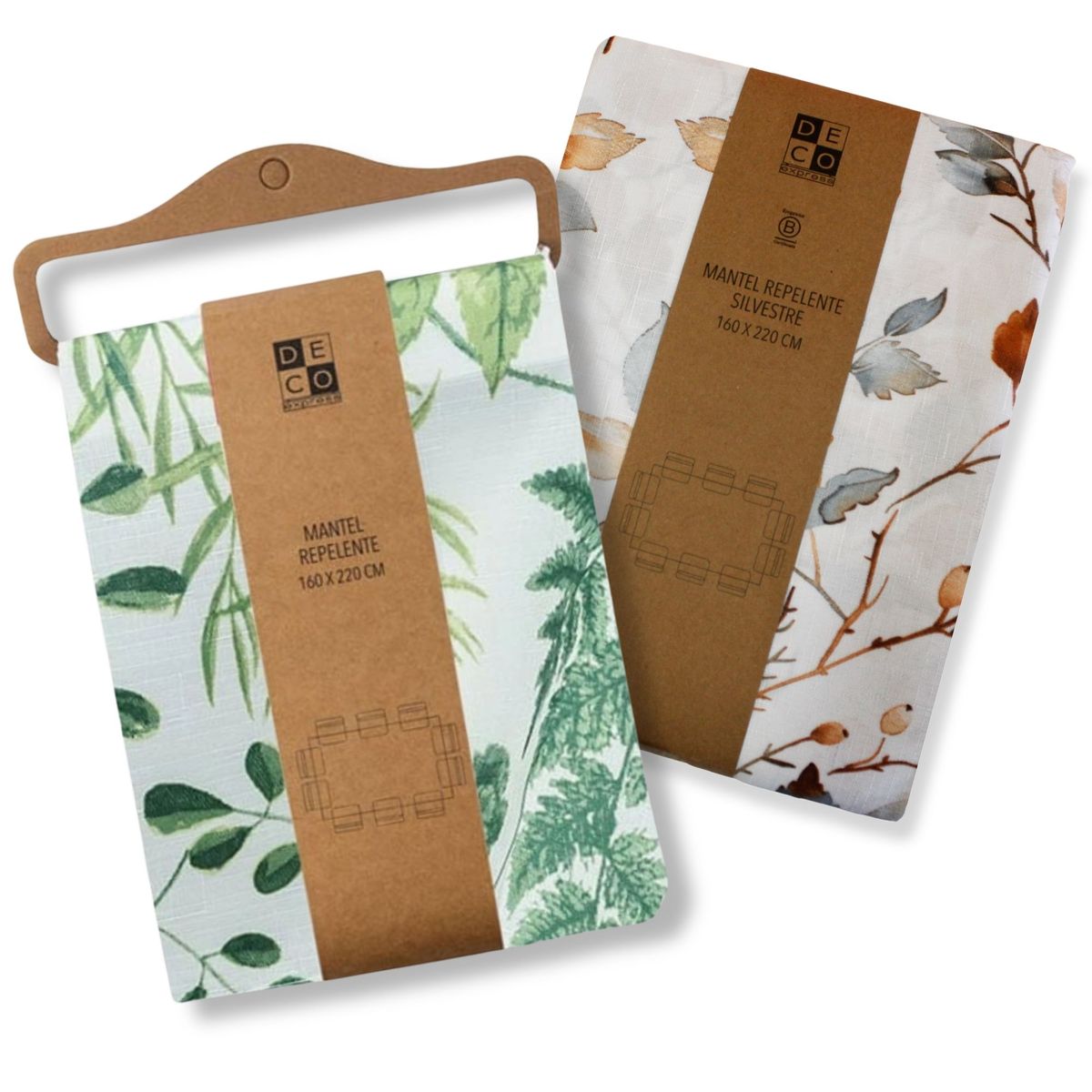 DECO EXPRESS - Set 2 Manteles Antimanchas Silvestre y Botanico 130x180 cm