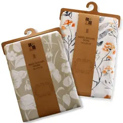 DECO EXPRESS - Set 2 Manteles Antimanchas Floral y Natural 160x220 cm