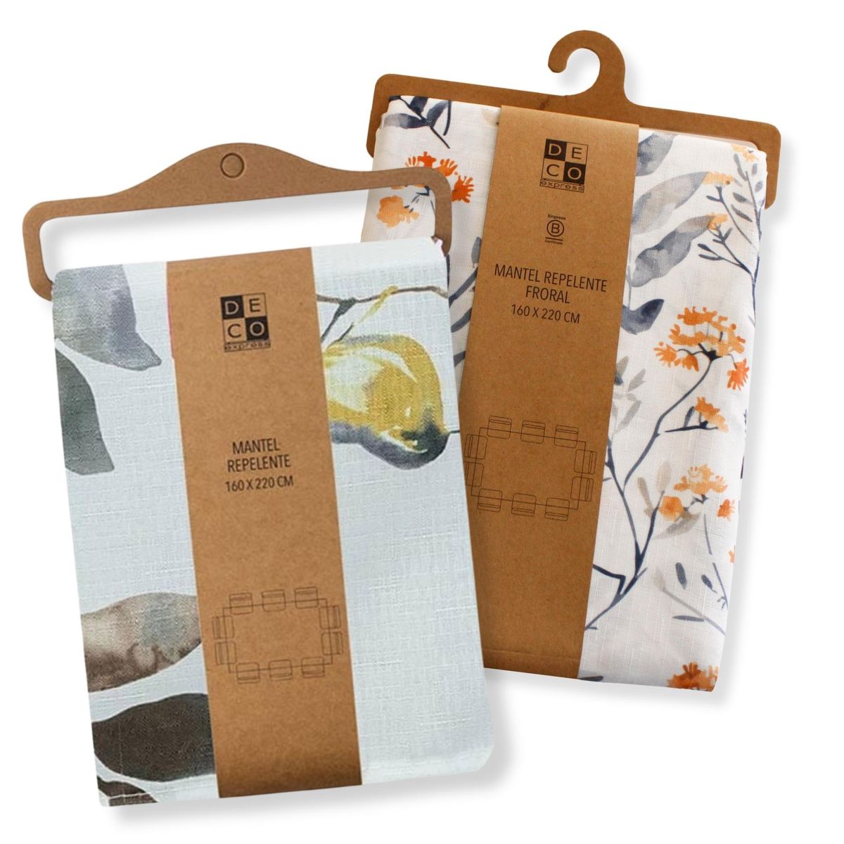 DECO EXPRESS - Set 2 Manteles Antimanchas Floral y Pájaros 130x180 cm