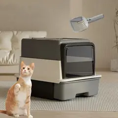 SUKEA - Arenero Grande Caja Sanitaria Para Gatos Con Pala Gris