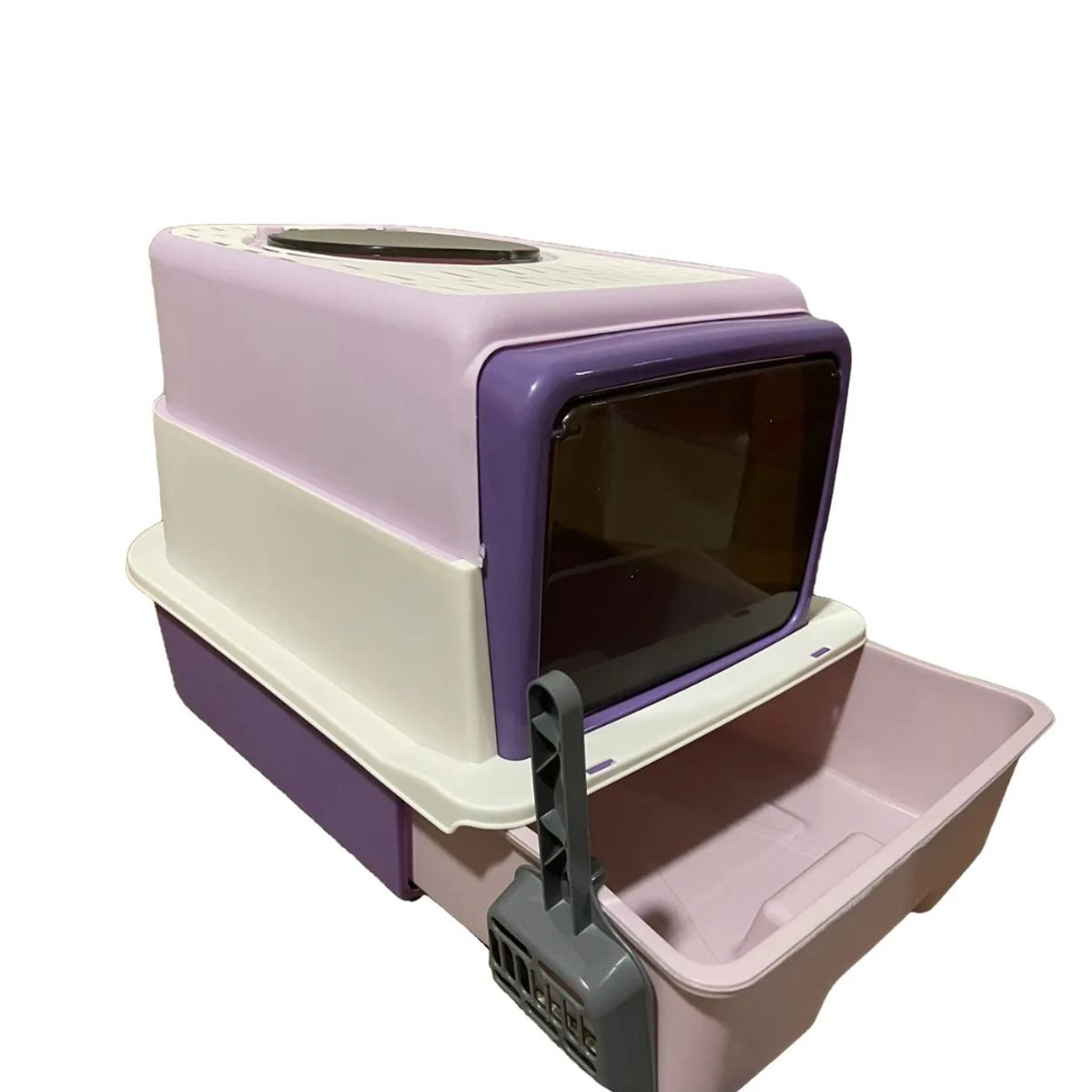 SUKEA - Arenero Grande Caja Sanitaria Para Gatos Con Pala Lila