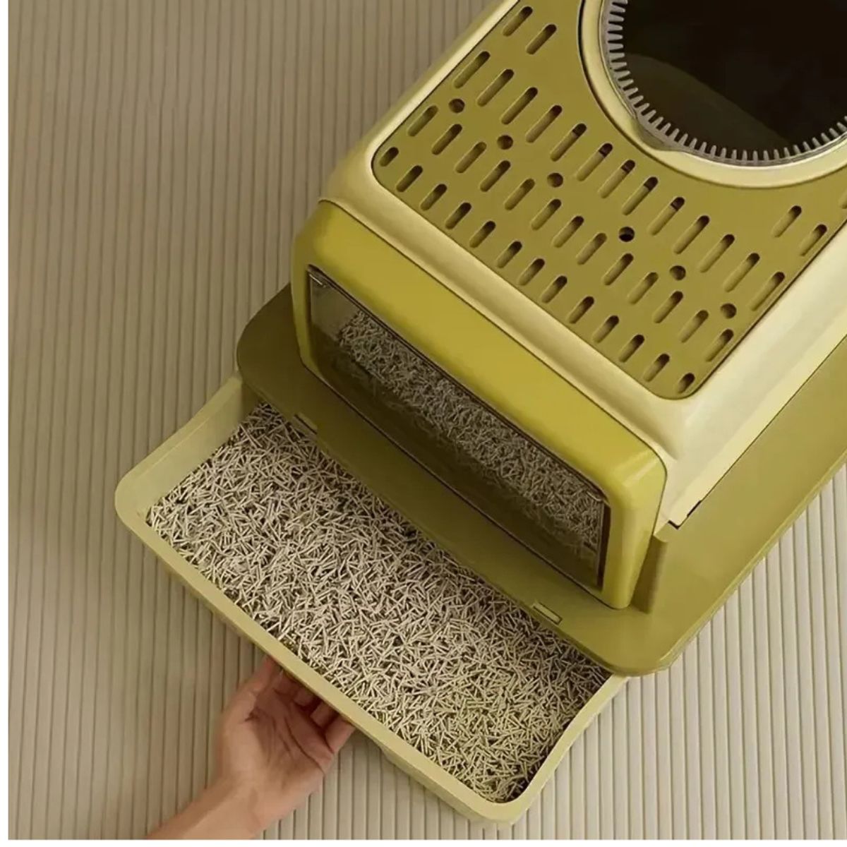 SUKEA - Arenero Grande Caja Sanitaria Para Gatos Con Pala Verde