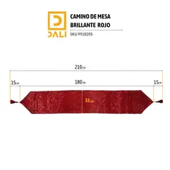 GENERICO - Camino de Mesa Brillante Rojo 180 cm – Decoración Navideña Elegante y Festiva