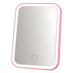 GENERICO - Espejo Rosa Maquillaje Vanity Luz Led Recargable Portátil