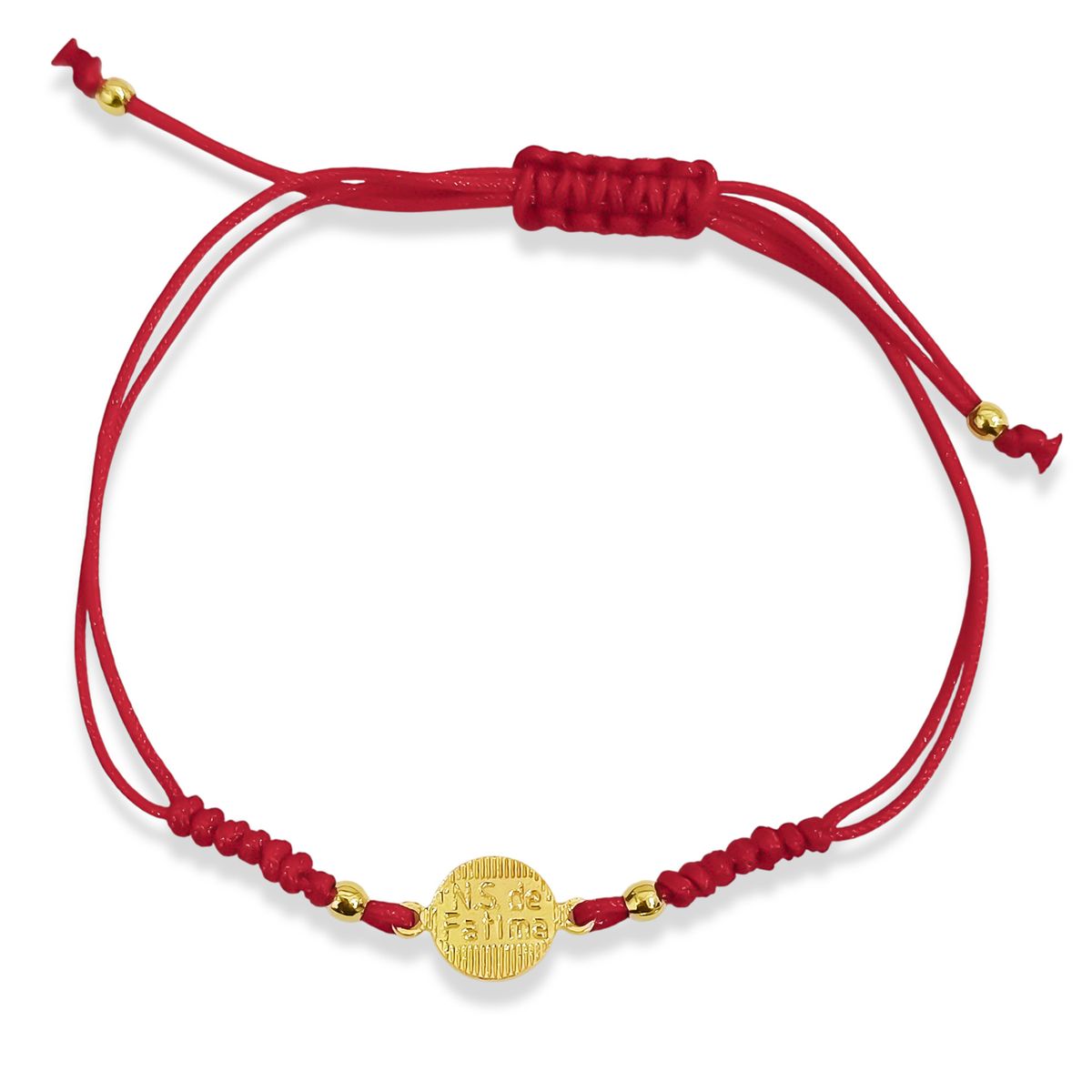 COGGIOLA - Pulsera Medalla Nuestra Señora De Fátima Enchapado Oro 18K Cordón Rojo