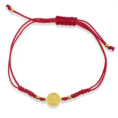 COGGIOLA - Pulsera Medalla Nuestra Señora De Fátima Enchapado Oro 18K Cordón Rojo