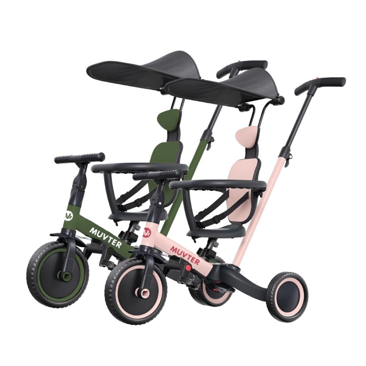 MUVTER - Triciclo Multifuncional 5 en 1 Muvter Ride Deluxe Verde