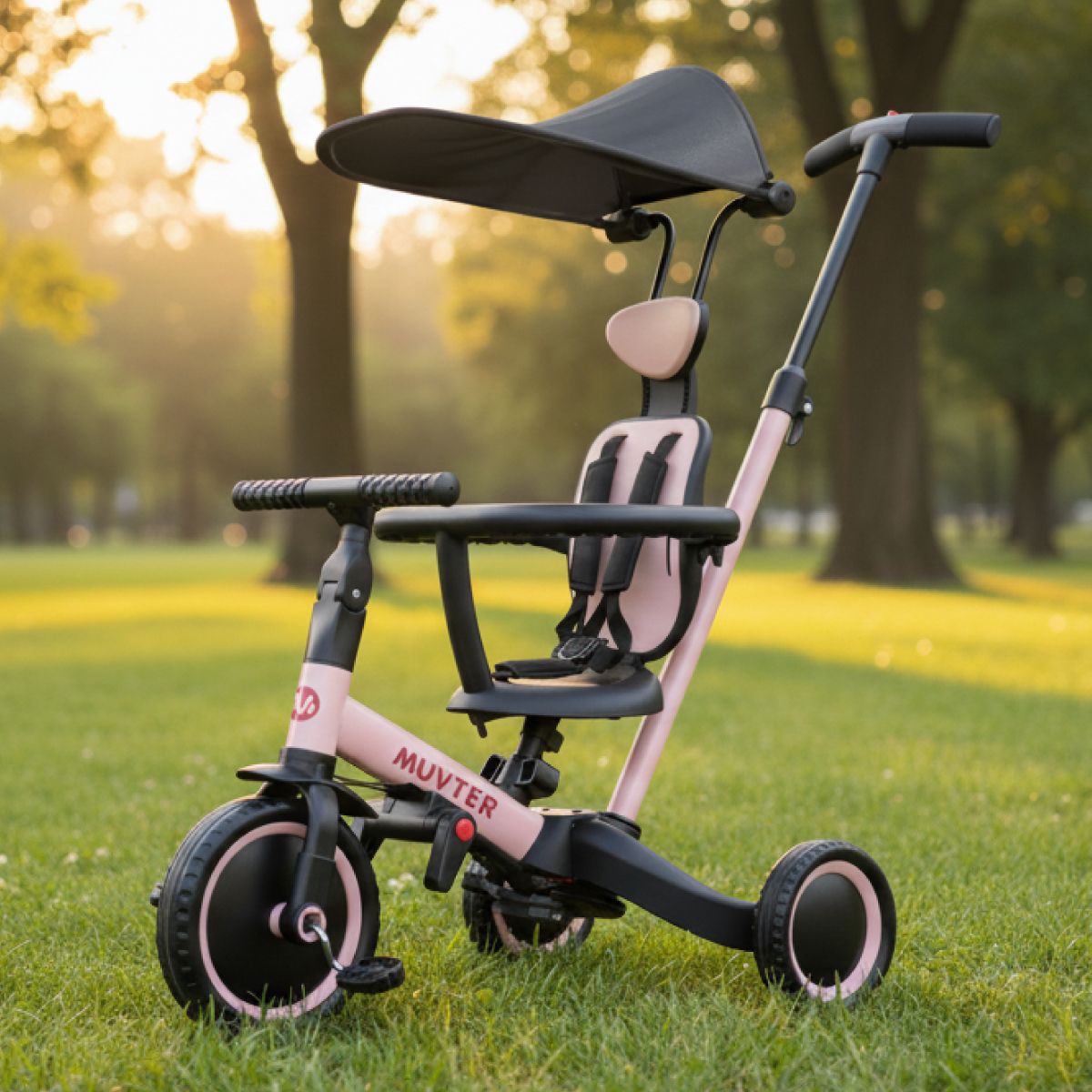 MUVTER - Triciclo Multifuncional 5 en 1 Muvter Ride Deluxe Rosado