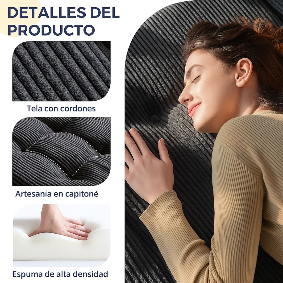 PITAYA - Sofa Colchoneta Plegable De Tres Piezas 190cmx90cm