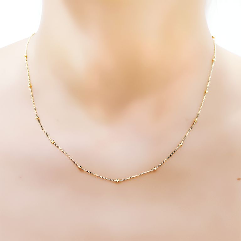 Collar Bolitas Eslabon Fino Enchapado Oro 18K Dorado TALLA UNICA
