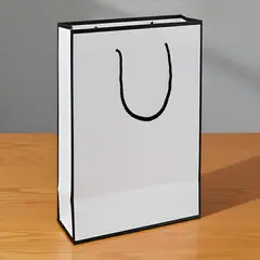 GENERICO - 30 Bolsas Cartón Lujo Para Regalo Ecológicas Blanco y Negro 21 X 15 X 8 CM