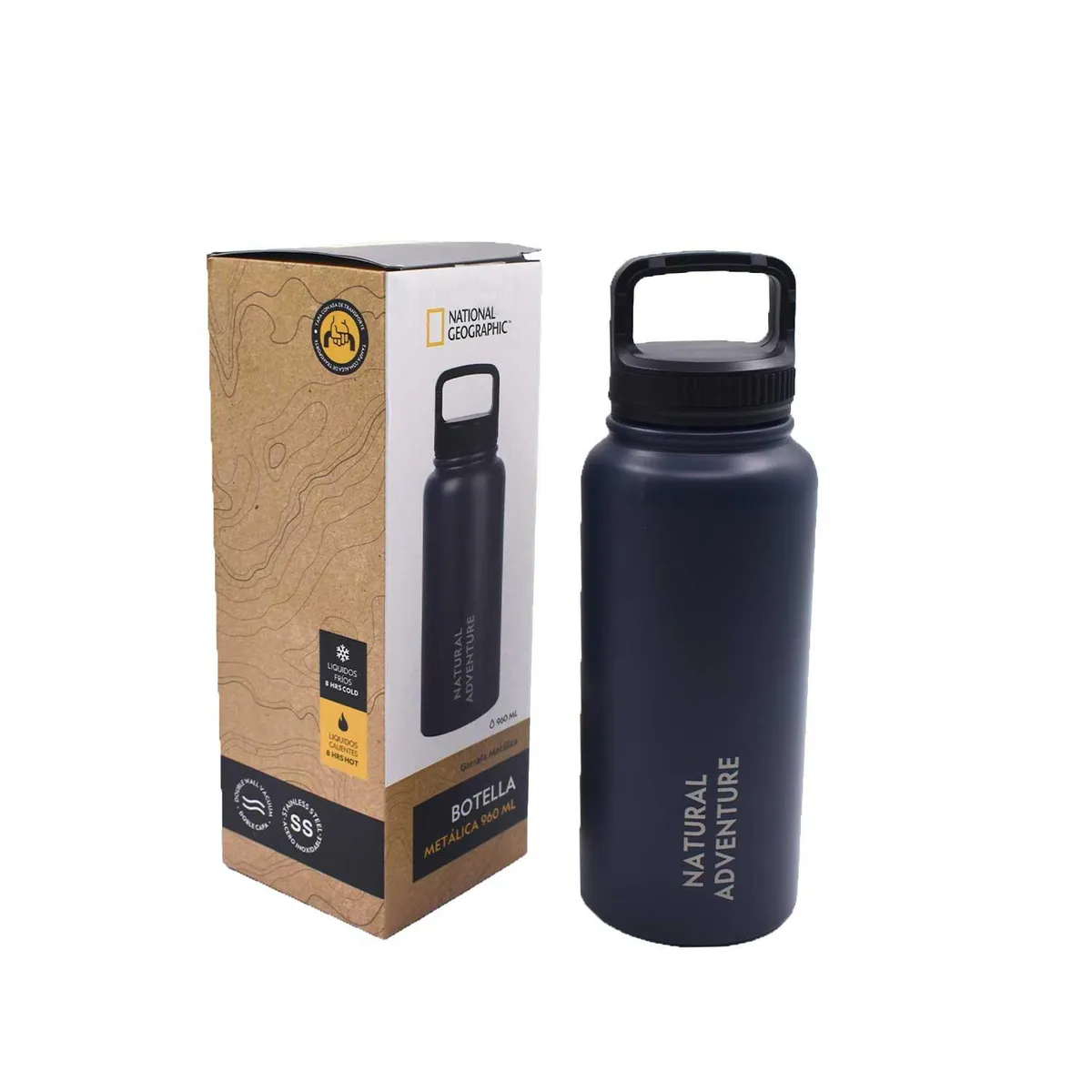 NATIONAL GEOGRAPHIC - Botella Metálica Térmica Boca Ancha 960ml Azul