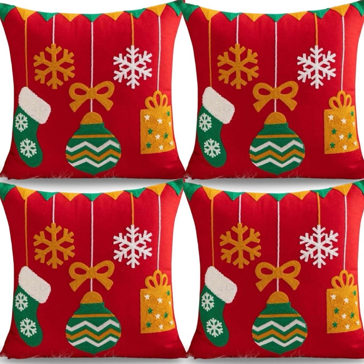 GENERICO - SET DE 4 FUNDAS DE COJIN PARA NAVIDAD K1