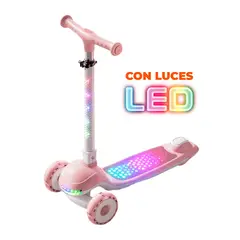 GLOBAL LATIN GROUP - Scooter Infantil con Luces LED 3 Ruedas Ajustable y Seguro - Rosa