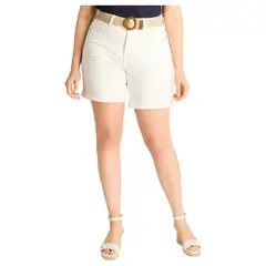 LORENZO DI PONTTI - Bermuda Blanco Corto Baja elasticidad Calce Normal