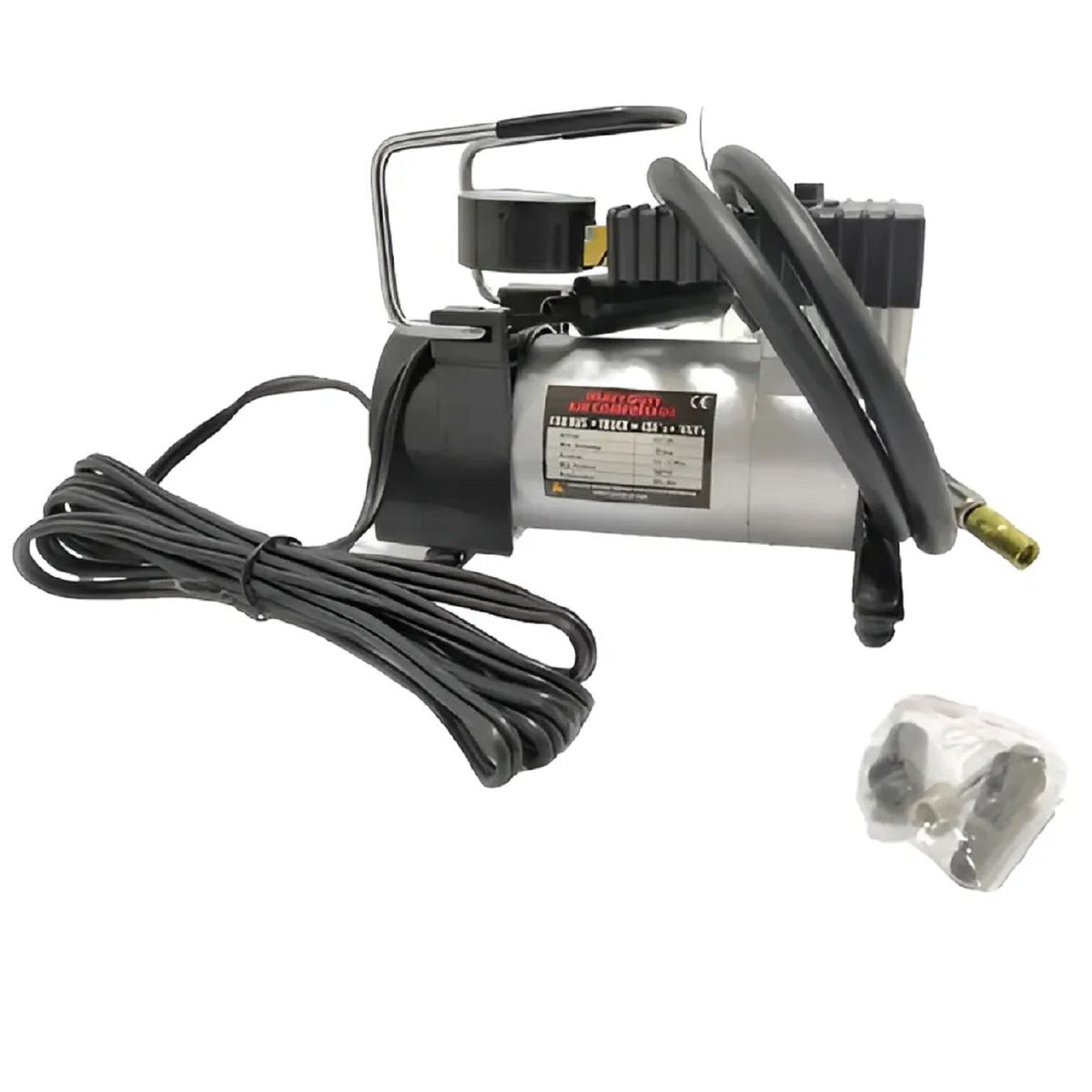 UNIVERSAL - Compresor Aire Metálico Vehículo Auto Moto Color Plateado