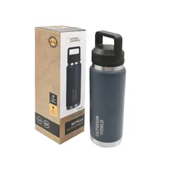NATIONAL GEOGRAPHIC - Botella Metálica Térmica Doble Boca Ajustable Angosta y Ancha 800ml Gris