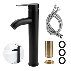 GENERICO - Llave Monomando Lavatorio Alto Notte Negro Griferia Premium