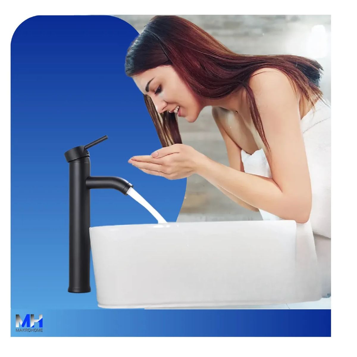 GENERICO - Llave Monomando Lavatorio Alto Notte Negro Griferia Premium