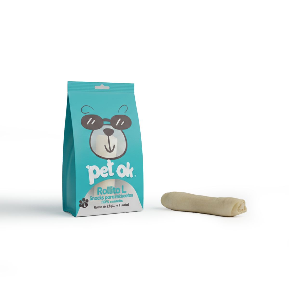 GENERICO - Huesito blanco tipo rollito para perro grande pack 5 unidades