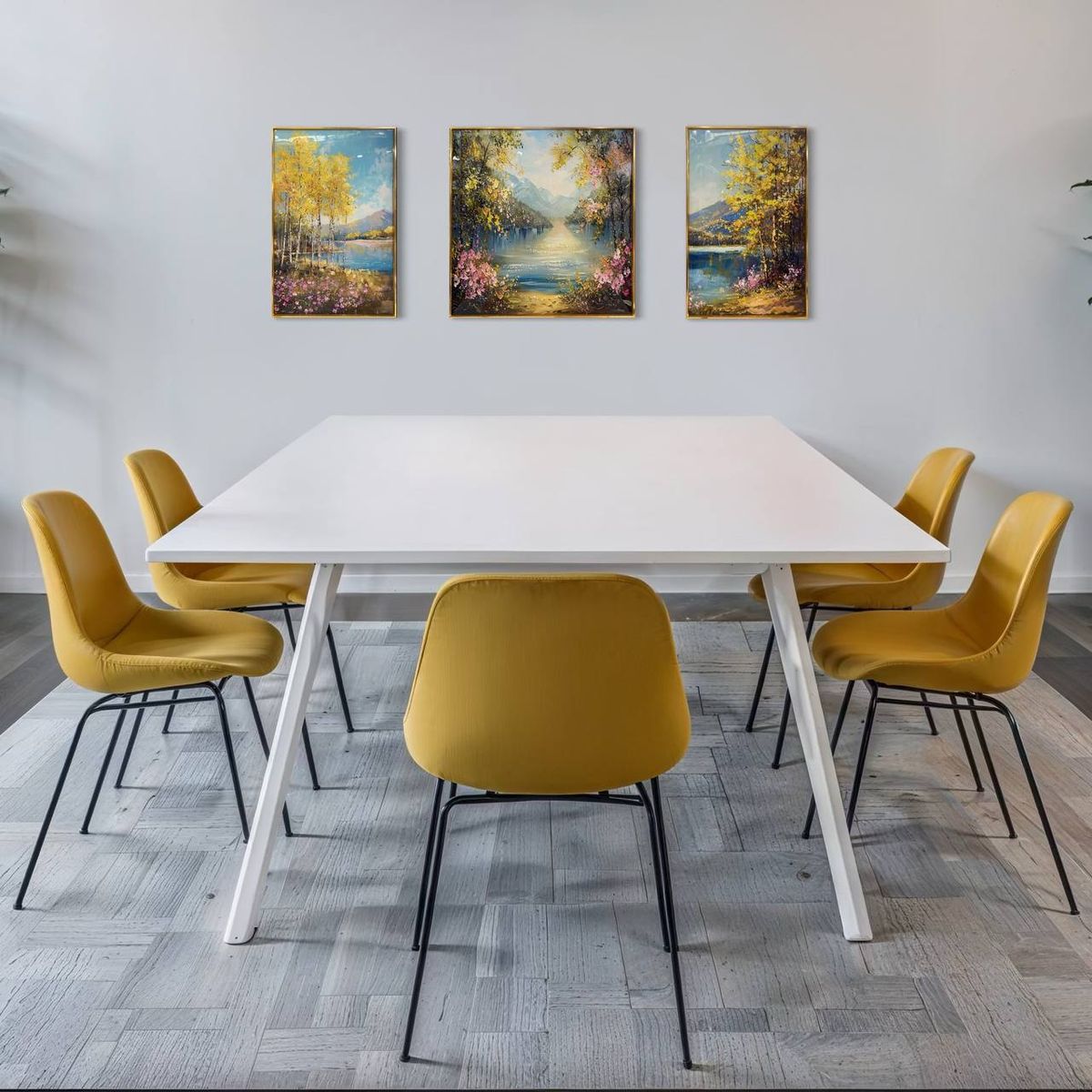 DEKAM DISEÑO - CUADRO TRIPTICO PORCELANA DIAMANTES BOSQUE PRIMAVERA