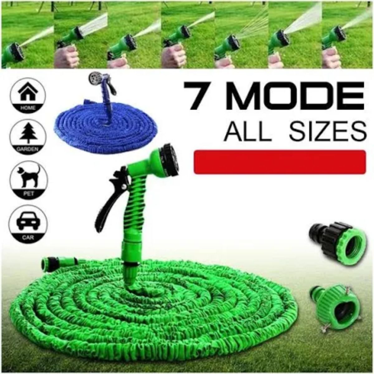 MOVI - Manguera Expandible 22,5 m con Rociador 7 Posiciones — La Aliada Perfecta para tu Jardín.
