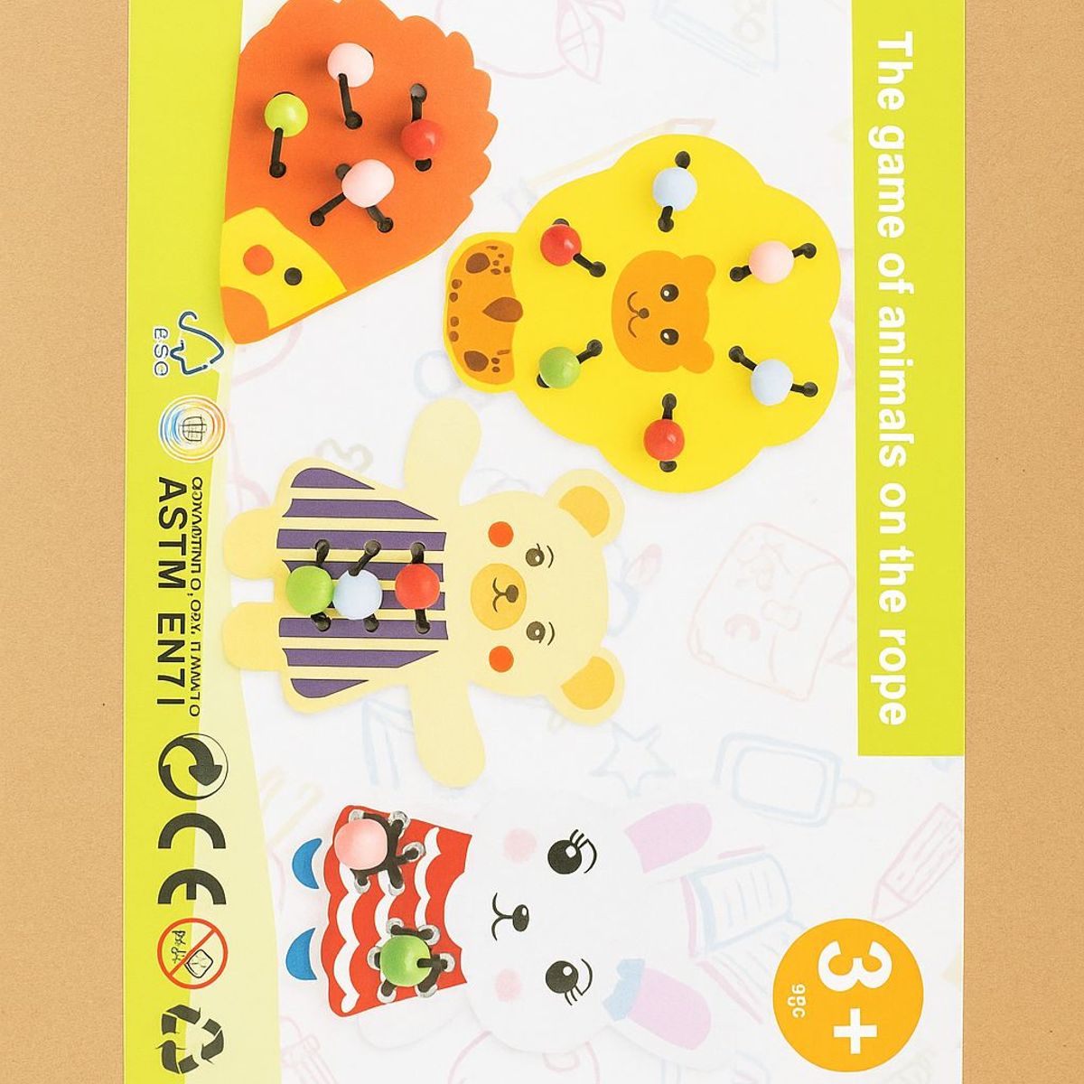 GENERICO - Juego Mano Y Ojo De Enhebrar Enlazar Y Ensartar Animal