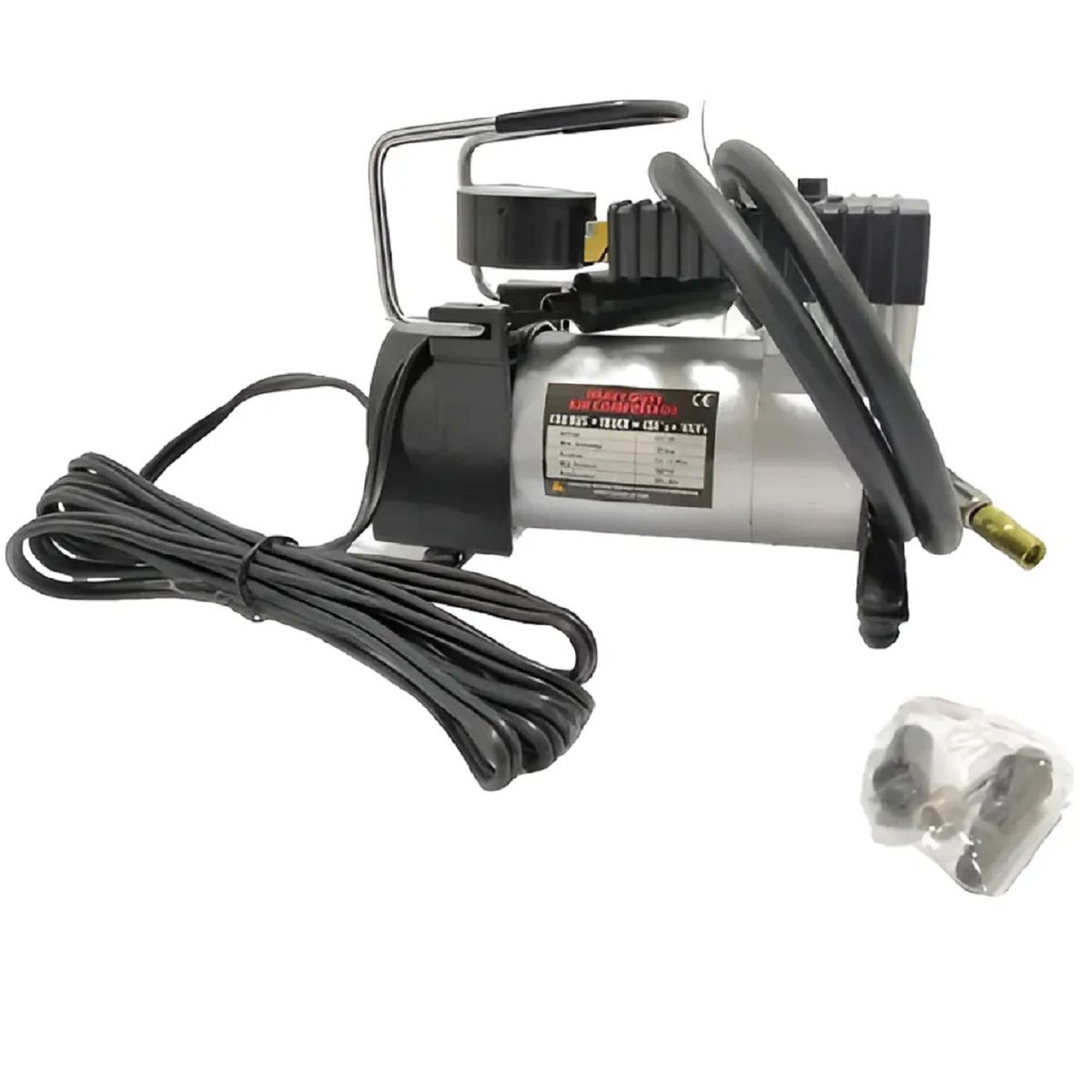 UNIVERSAL - Compresor Aire Metálico Vehículo Auto Moto Color Plateado