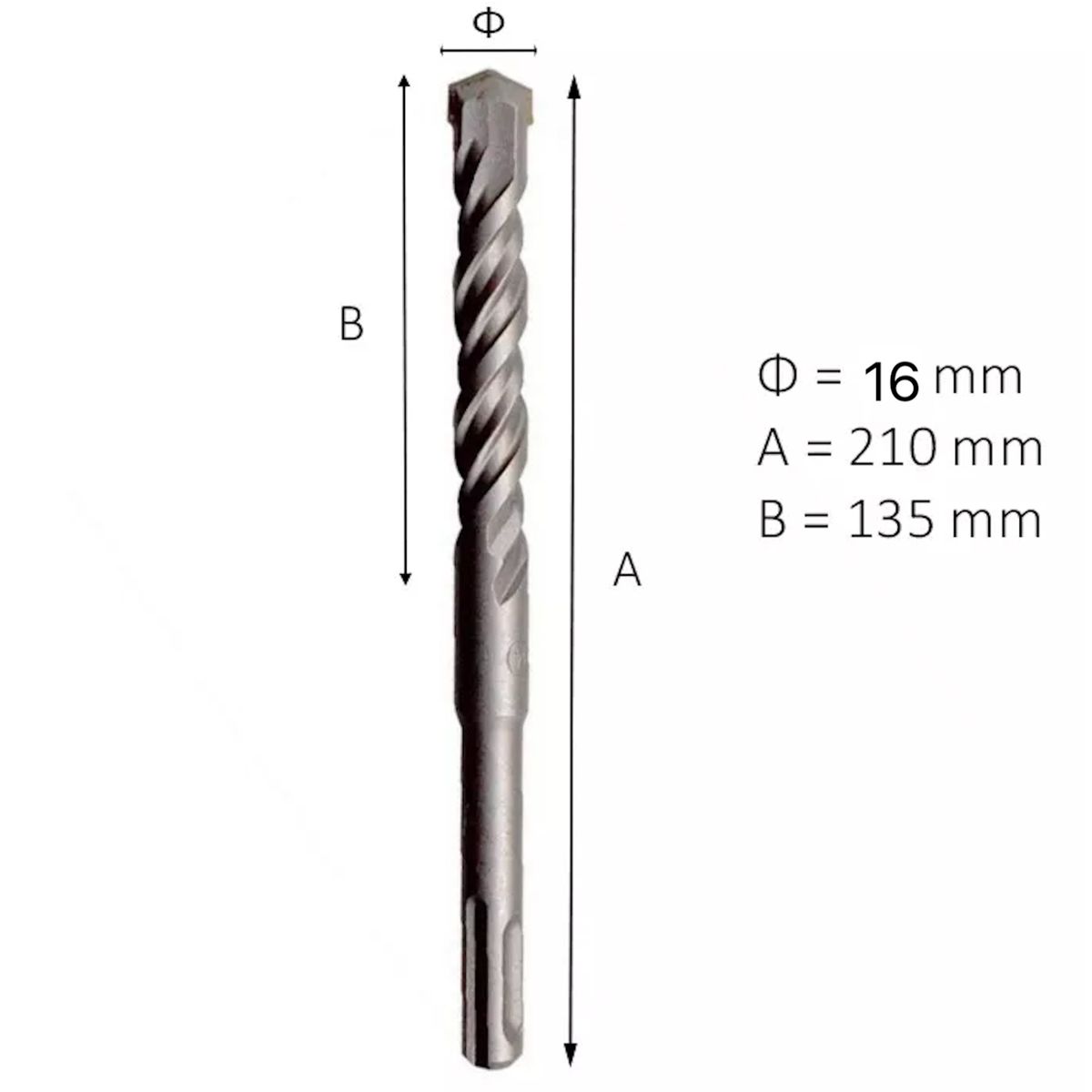 GENERICO - Broca Concreto 16mm x 210mm Hormigon SDS Plus