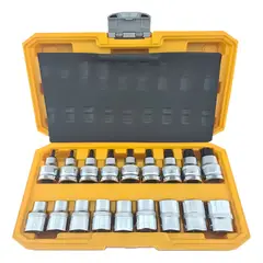 GENERICO - Kit Juego Dados Torx Estrella 1/2 Macho Hembra 18 Piezas Tmk