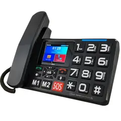 MLAB - Teléfono Senior de Mesa 4G LTE con Pantalla y Botón de Ayuda S O S - Negro